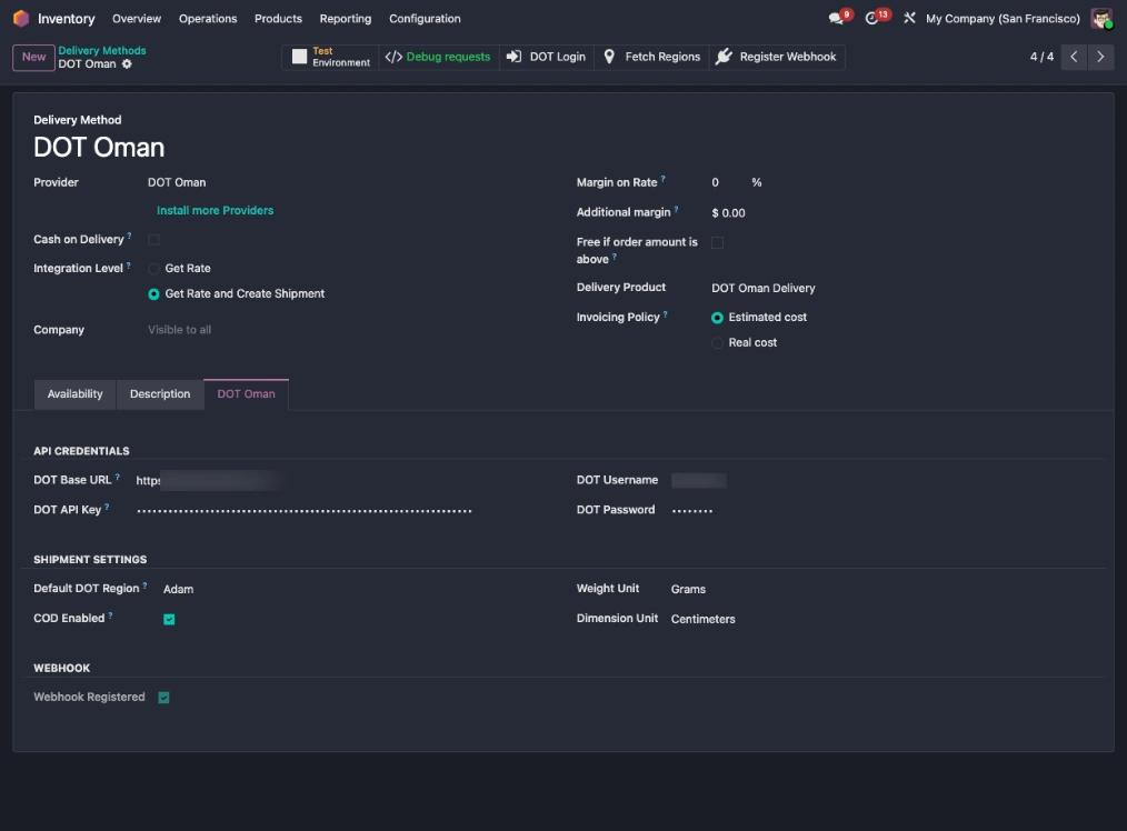 DOT Oman Configuration Tab - All Settings in One Place