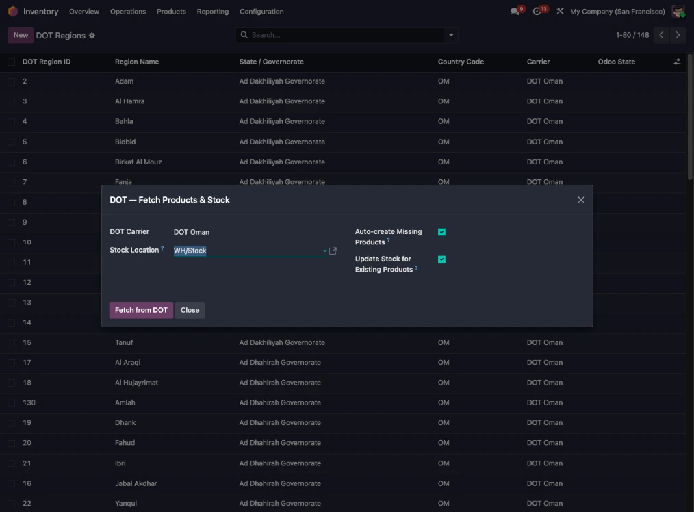 Fetch Products & Stock Wizard
