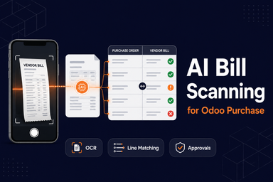 AI bill scanning comparison screen in Odoo Purchase