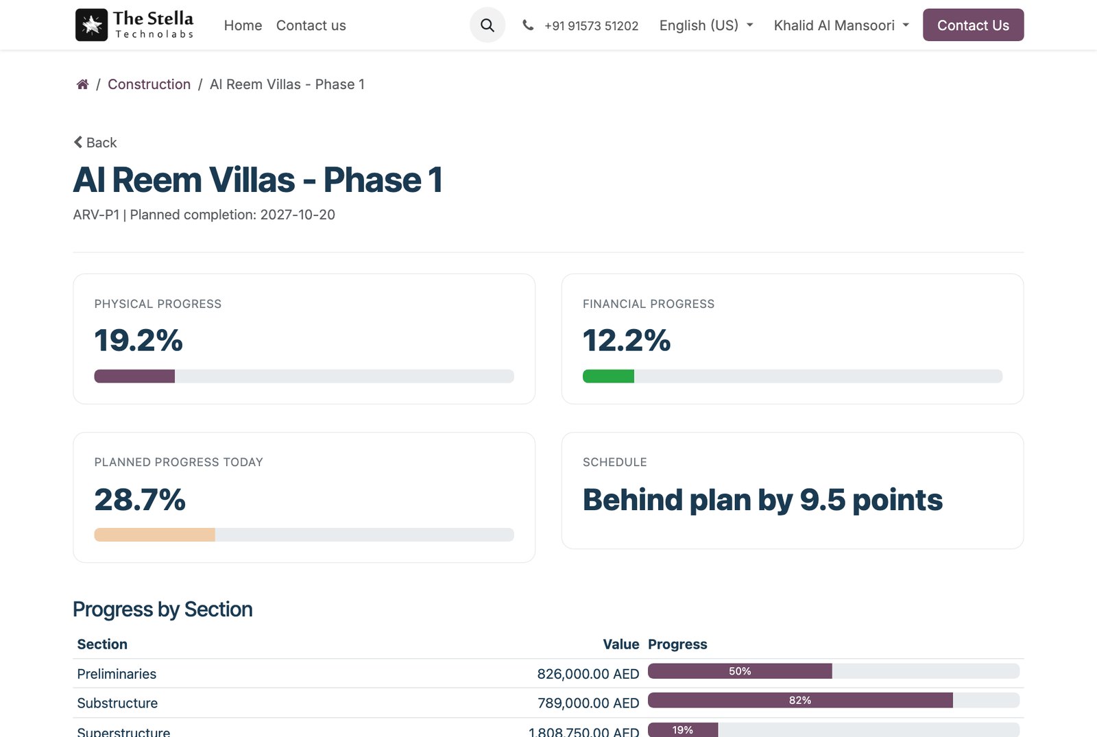 Client portal progress page