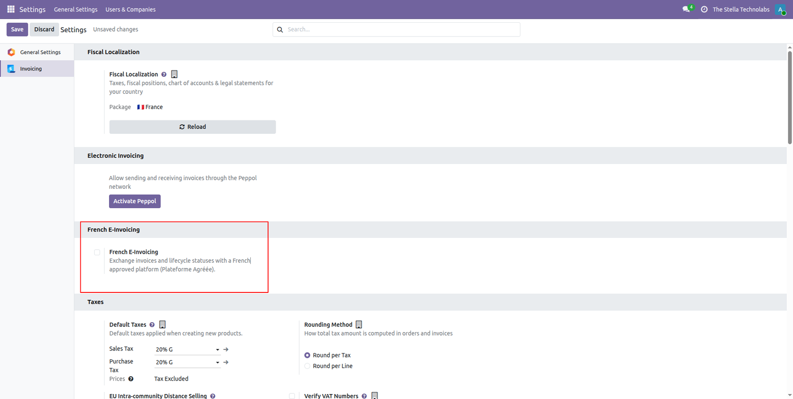 French e-invoicing in Accounting settings