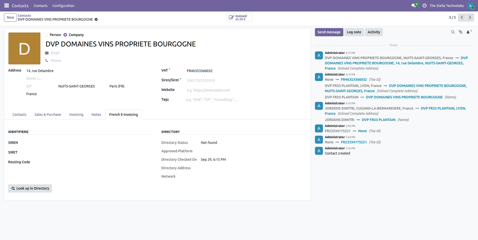 Partner directory lookup on the contact