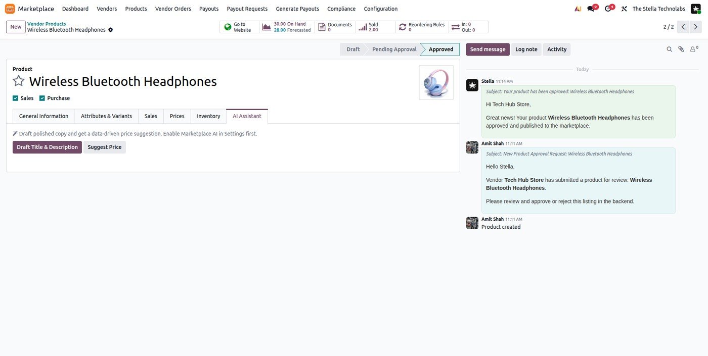 AI Assistant drafting a product listing